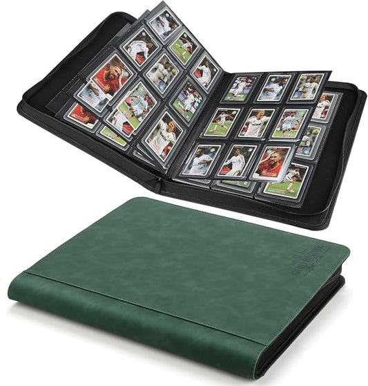 Toploader Binder,Toploader Hard Cases, 9-Pocket Pages Sleeves Hold up 288 Cards.Toploader Card Binder with Sleeves for “3×4” rigid，Card Holder(Blackish Green)