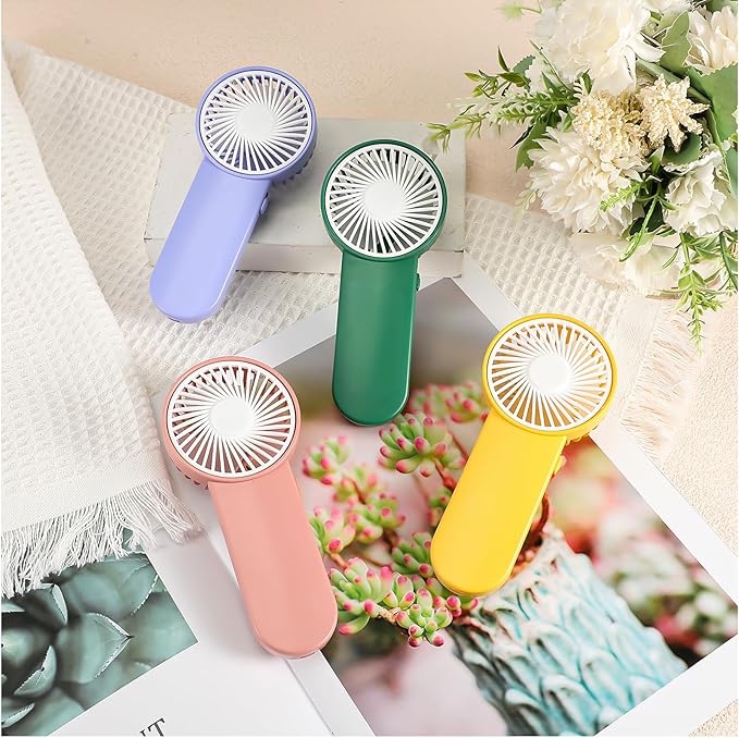 Sumind 6 Pcs Small Personal Portable Fan Mini Handheld Bulk 1 Speed Electric Cute Battery Powered for Neck Lash Makeup Women Men Travel Camping Indoor Outdoor Summer (Multicolored)