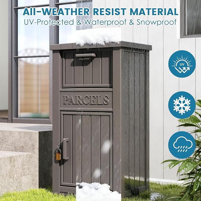 Package Delivery Box for Outside, Gray(60 Gallon no Sign)