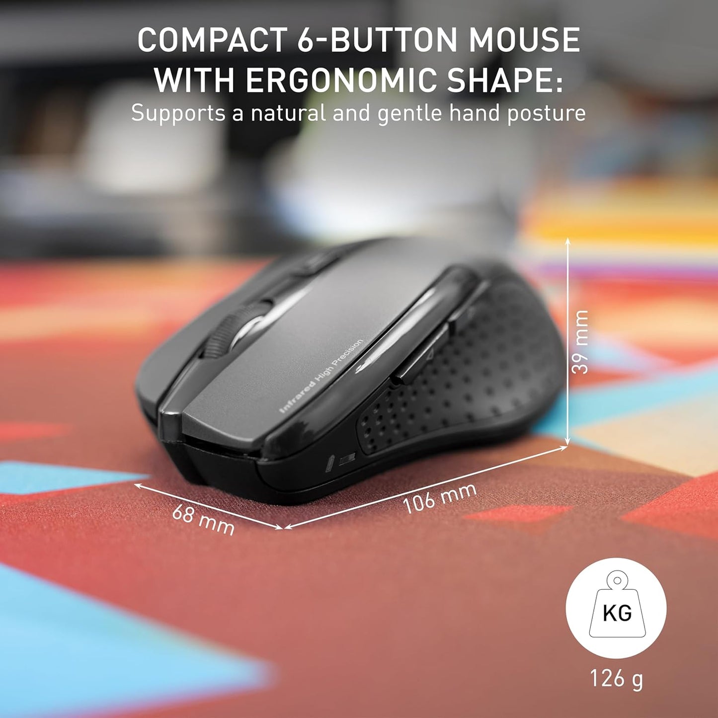 Cherry MW 3000 Wireless Mouse 2.4 GHz w/Nano USB Receiver, Black (UW7691)