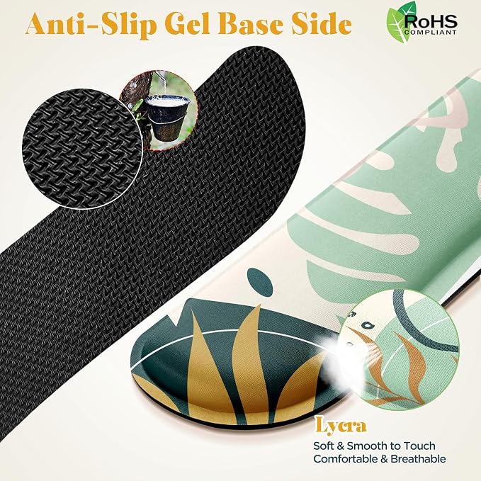 Gimars Enlarge Silky and Superfine Fabric Gel Memory Foam Keyboard Wrist Rest Set, Ergonomic Keyboard Mouse Wrist Support for Typing Pain Relief, Comfort for Office, Gaming, Computer-Morandi Blue