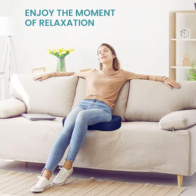 Office Chair Seat Cushion, Cooling Gel Enhanced Memory Foam Cushion for Long Sitting - Back, Sciatica, Coccyx, Tailbone Pain Relief Pillow - for Office, Gaming, Car, Wheelchair - Blue, Large