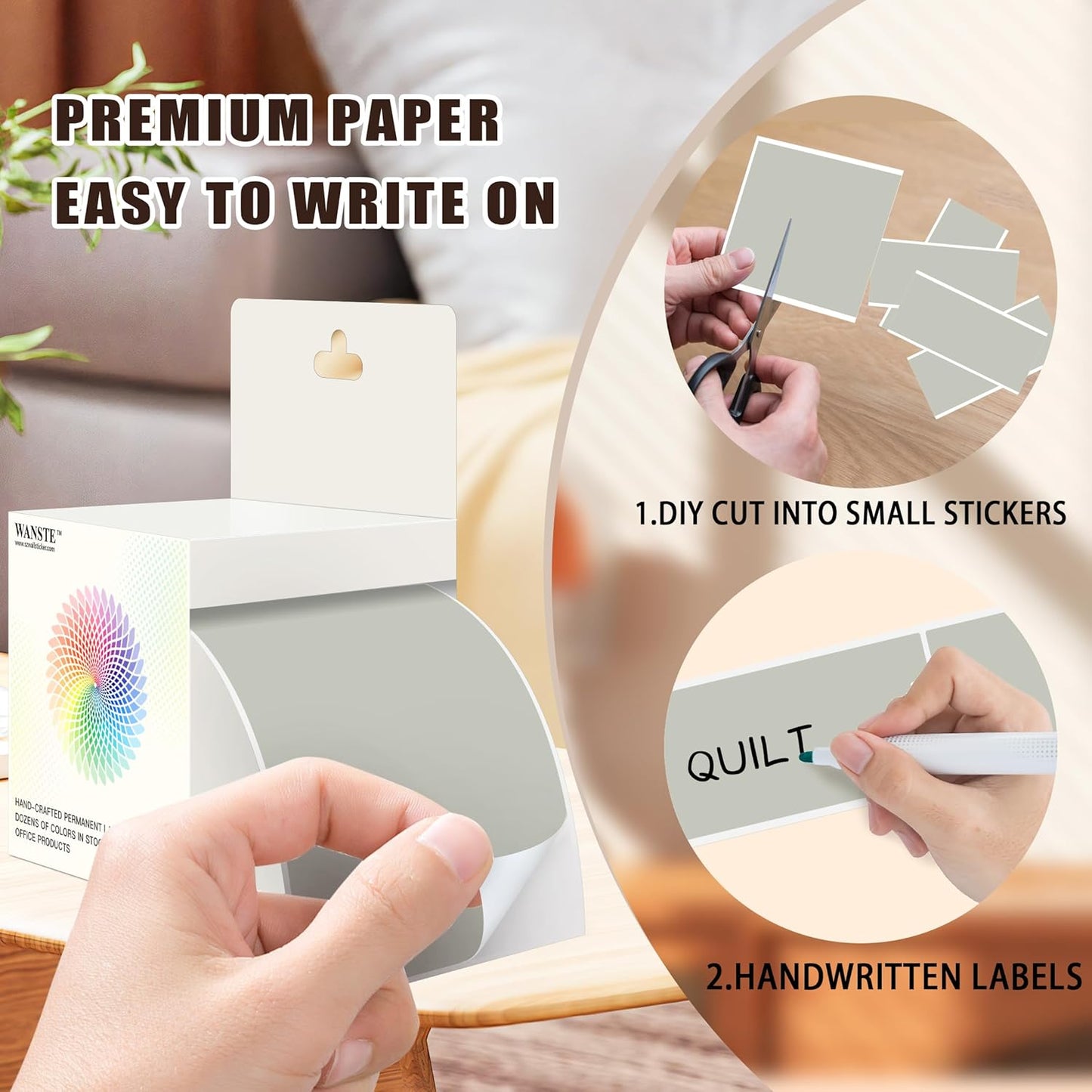 3 x 5 Inch 250Pcs Rectangle Color Coding Stickers,Strong Adhesion Easy to Write Label for Moving,Box Organization,Inventory,Business,Gray