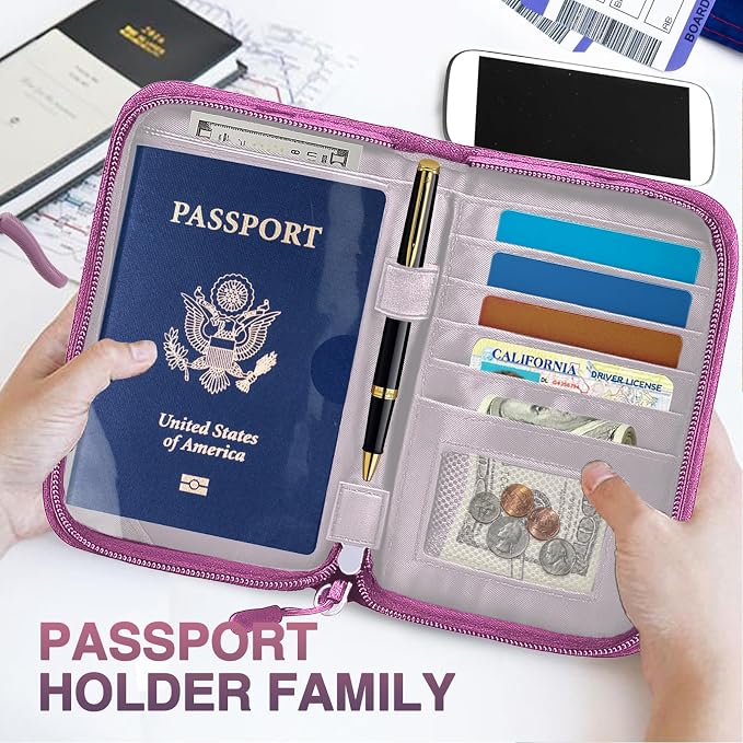 Passport Holder for Travel, Women Rfid Blocking Passport Wallet, Travel Essentials Premium Wallets, Waterproof Passport Holders Bag for Men Traveling, Travel Document Organizer Credit Cards Case