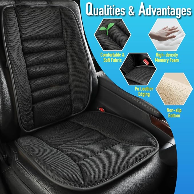 Lofty Aim Car Seat Cushion with Back Support Pillow, Driver Seat Cushion | Lumbar Support & Seat Cushion, Memory Foam Seat Cushion for Pain Relief, Butt Pillow for Car, Breathable 4D Mesh Black