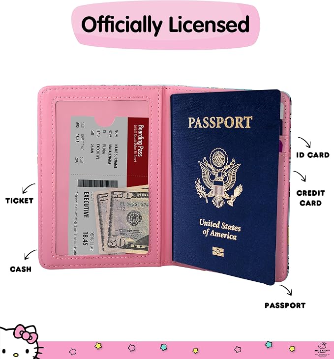 Hello Kitty Passport Cover for Travel Official License, Sanrio Gifts | Cute Passport Holder, Hello Kitty Travel Accessories, Passport Case