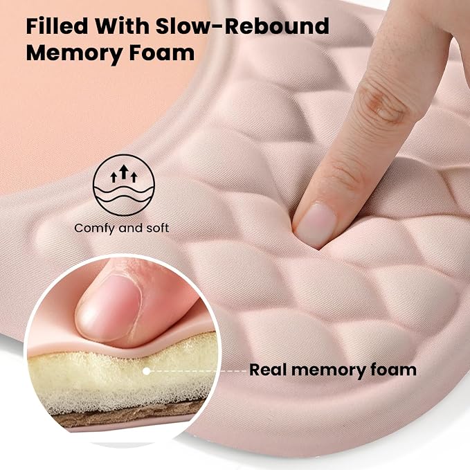 EooCoo Massage Ergonomic Mouse Pad with Dual-Slope Design Wrist Rest | Carpal Tunnel Relief, Memory Foam Wrist Rest, Non-Slip PU Base, Office Desk Accessories