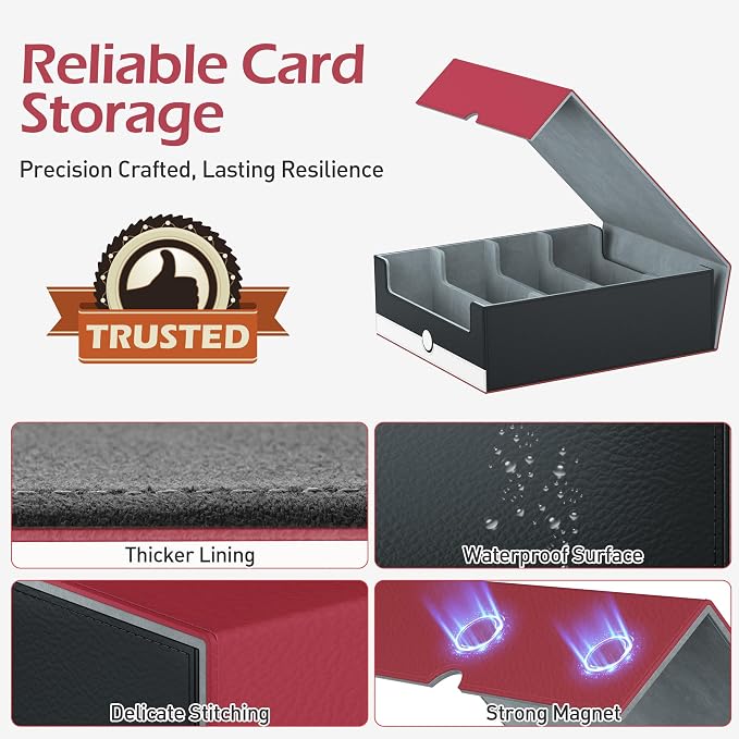 4-Row【3200+】 Trading Card Storage Box, Card Organizer Holder with 24 Dividers, Case Fit for MTG TCG Magic Commander Deck Playing Cards, Deck Box for Sport Card