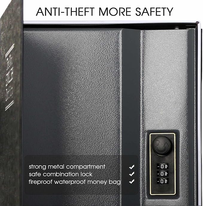 Diversion Book Safe with 4200°F Fireproof Money Bag and Combination Lock, 10.5" x 7.9" x 2.5" Fake Book Hidden Storage Safe, Hollow Secret Portable Metal Storage Box for Cash, Valuables - Black