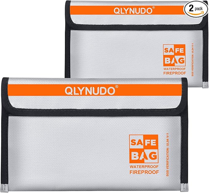 Fire Proof Money Bag for Cash, Silver Nesting 2-Pack Fire Safe | Fits Cash & Passports | Not A4/Letter | 2200°F Fireproof | Waterproof Zipper | Non-Itchy Silicone