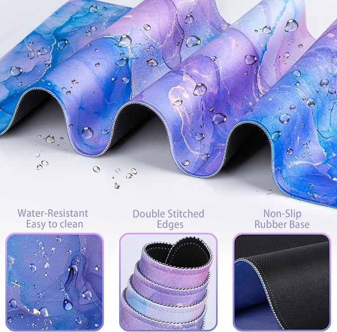 4-in-1 Mouse Pad with Wrist Rest Purple,35.4×15.7in Large Gaming Mouse Pad | Keyboard Wrist Rest+wrist Mousepad+Cup Pad,Ergonomic Mouse Pads,Anti-Slip,Waterproof Keyboard Pad for Home Office