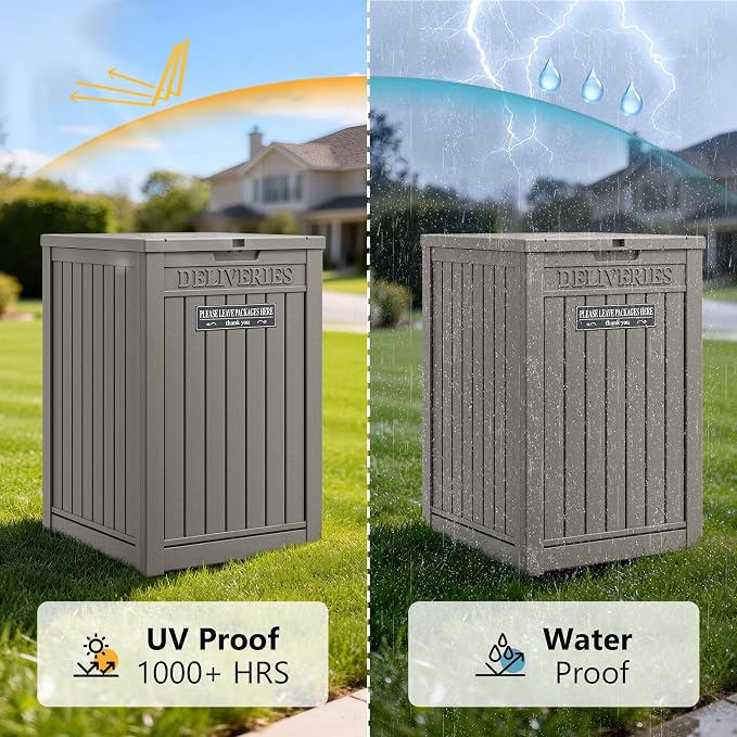 Package Delivery Box for Outside, Waterproof Outdoor Storage, Grey