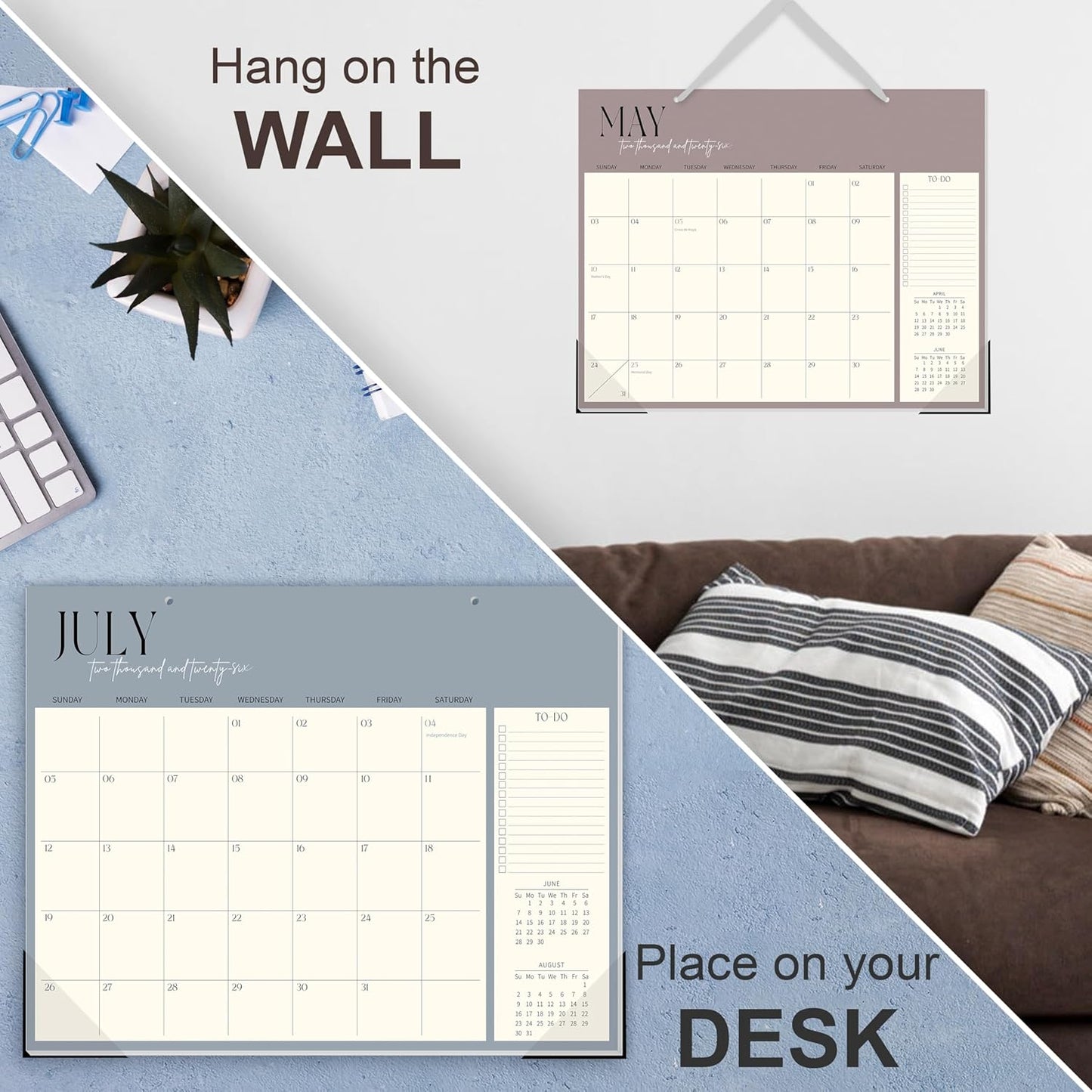 Guasslee Desk Calendar 2026-2027, 18-Month School Year Desk/Wall Calendar, 2026 Jan-2027 Jun. 2026, 14" X 11" Monthly Planner With Thick Paper For Office Home School Organizing