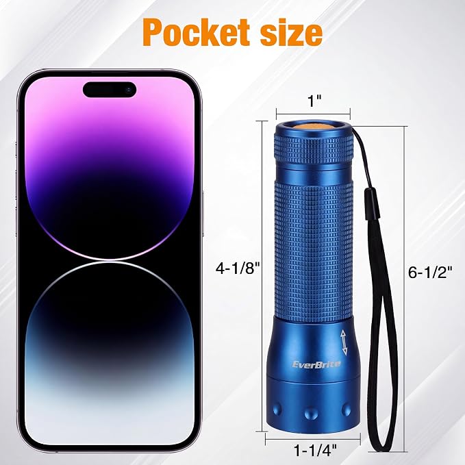 EverBrite Mini Flashlight, Zoomable LED Flash Light, 3 Modes, 3AAA Batteries Included, Handheld Small Flashlight for Camping, Emergency, Home – Blue