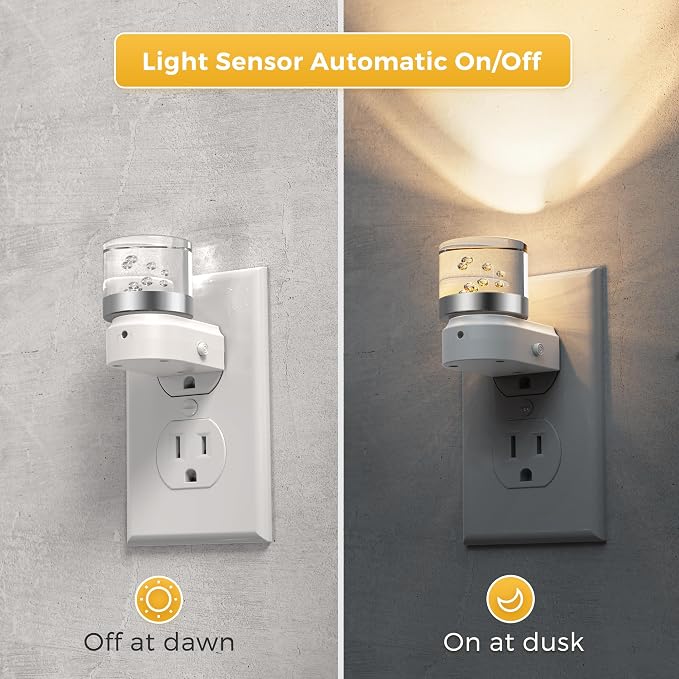 L LOHAS LED Night Light, 2 Pack Night Lights Plug into Wall, 3000K Soft Light LED NightLights, Built in Dusk to Dawn Sensor Bubble Wall Light for Hallway, Bathroom, Rooms