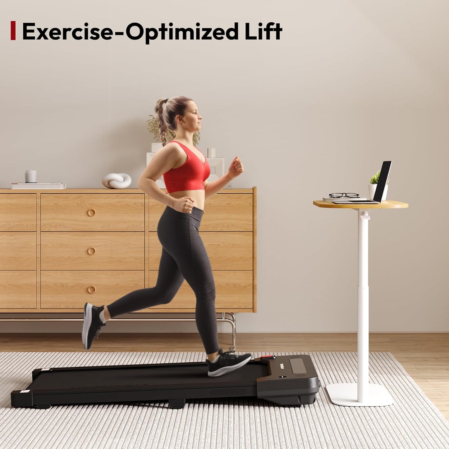 SANODESK Small Standing Desk Pneumatic Height Adjustable Small Sit Stand Desk Laptop Desk Overbed Table Computer Cart for Home Office Computer Workstations(23.6" W x 13.8" D,Maple)