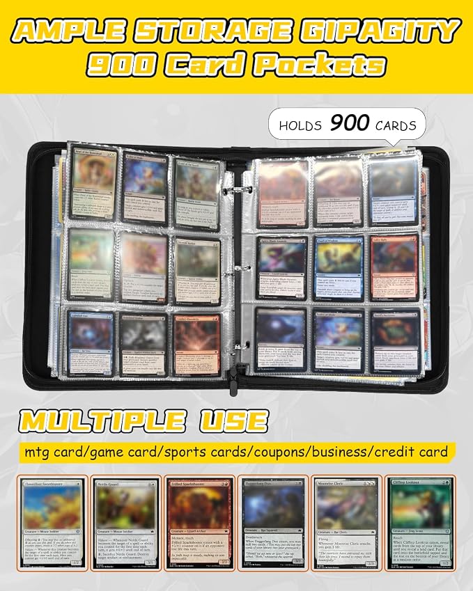 for 9 Pocket Card Binder for MTG, TCG, Game Cards Holds 900 Cards - Large Capacity Trading Card Collection Album Folder with Zipper for Men Boys Teens Planet Design for Sports Card
