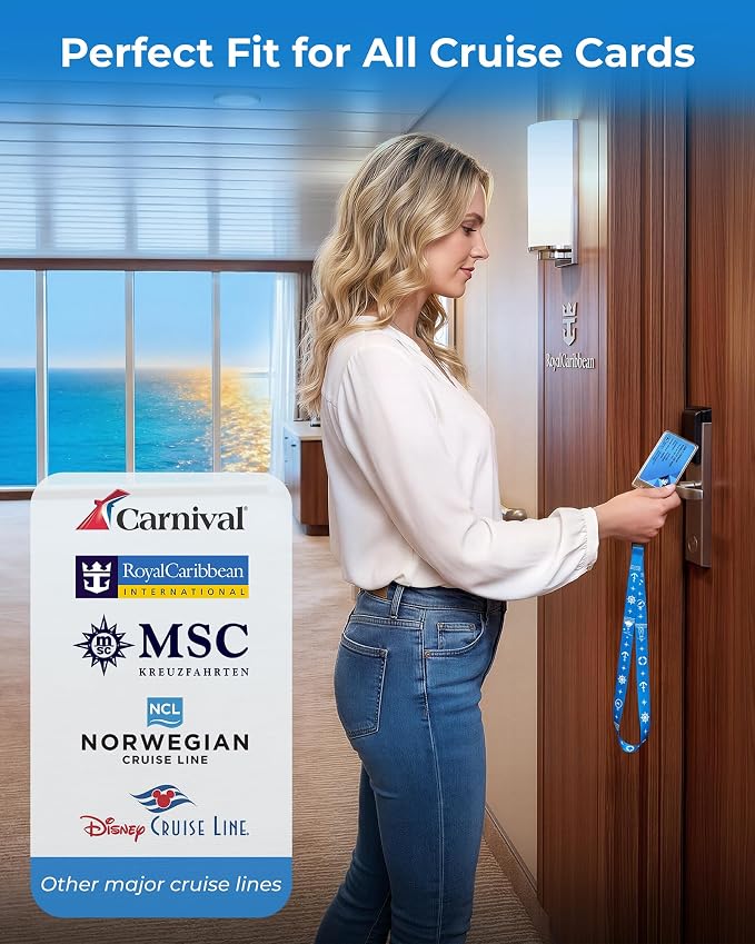 Cruise Lanyard for Ship Cards, 5 Pack Cruise Ship Lanyards with Waterproof ID Badge Holders & Detachable Buckle, Cruise Essentials 2026 for Carnival, Royal Caribbean, MSC, NCL