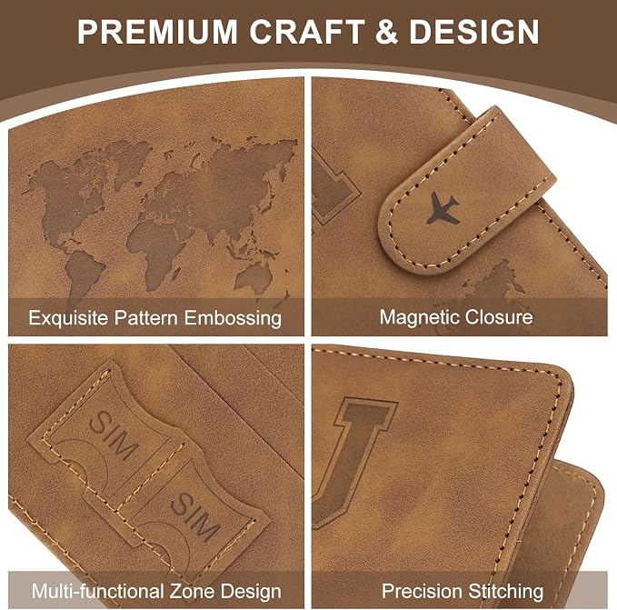 ILIYAH-Passport Cover-Passport Holder Travel Wallet-RFID Blocking Passport Case Travel Accessories Card Holder Wallet Unisex Travel Gifts (Brown A)
