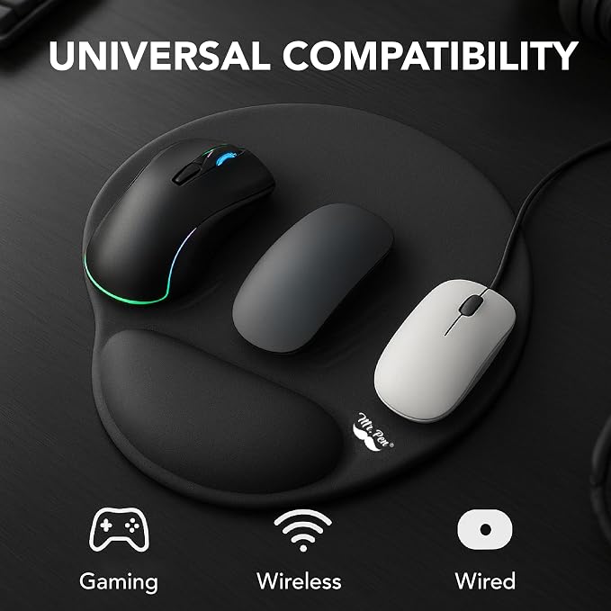 Mr. Pen- Ergonomic Mouse Pad with Wrist Rest | Breathable Fabric with Memory Foam Cushion, Non-Slip Rubber Base, Gel Mouse Pad with Wrist Support