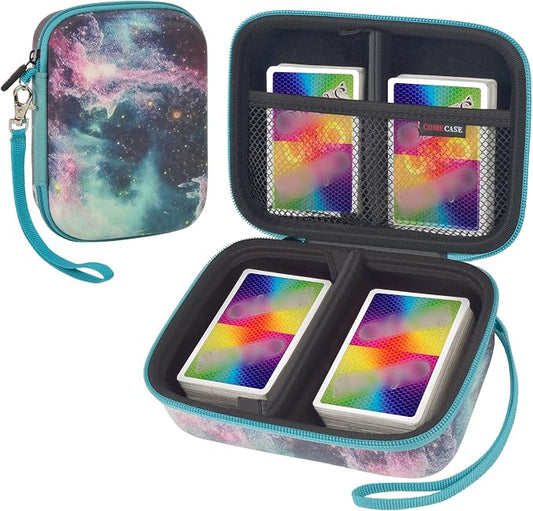 Comecase Cards Holder Case Compatible with PM TCG Cards/for SKYJO/for Five Crowns/for UNO/for Phase 10 Playing Cards, Card Game Storage Organizer Holds Up to 400 Cards - Galaxy (Box Only)