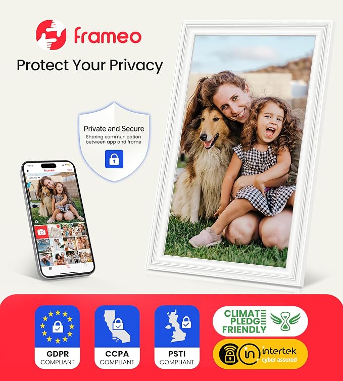BIGASUO 15.6" Digital Picture Frame, 64GB WiFi Digital Frame Frameo with 1920x1080 FHD IPS Touch Screen, Share Photos Videos via Frameo App, Support SD/USB Drive, Best Gifts for Parents/Grandparents