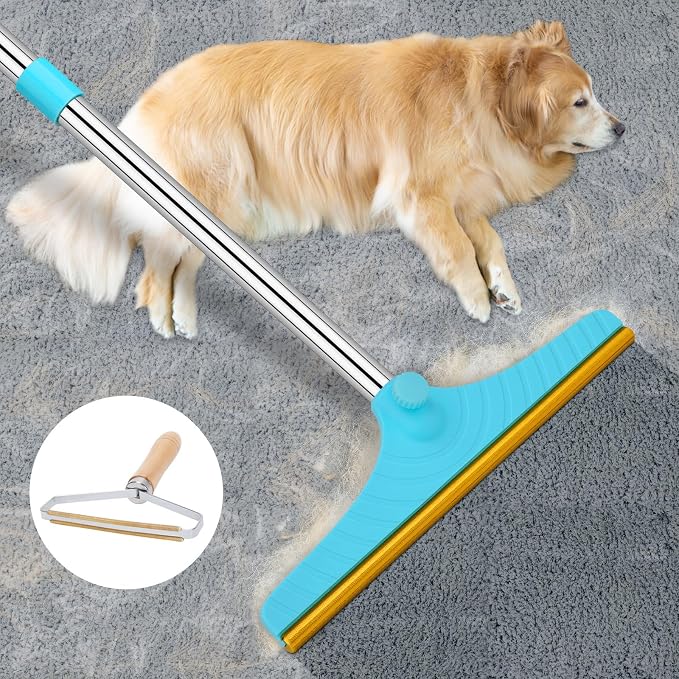 Carpet Rake for Pet Hair Removal Tool, Dog Cat Hair Remover for Furniture | 60'' Pet Hair Remover Broom for Pet Owner Reusable Hair Remover with Adjustable Handle, Carpet Brush for Rugs, Mats, Couch