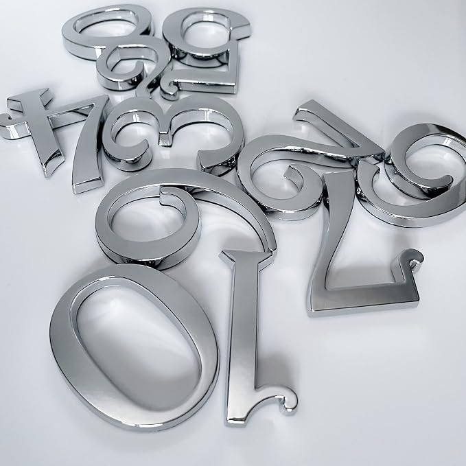 2 Inch Mailbox Numbers, Chrome Door Address Sign Number Stickers for Aprtment Office Home Room, Self Adhesive Install, Metal Shining, Suit for Outside or Indoor.(Silver, 2" - Set of 20)