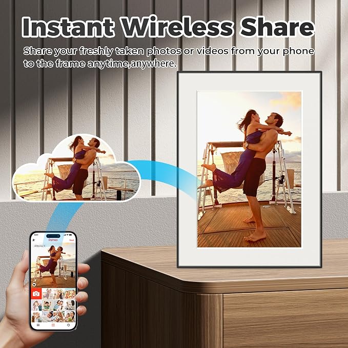 32GB WiFi Digital Picture Frame, 10.1 Inch Frameo Photo Frame,1280x800 HD IPS Touch Screen, Auto-Rotate, Share Photos/Videos Instantly via Frameo App from Anywhere, Wall Mountable.