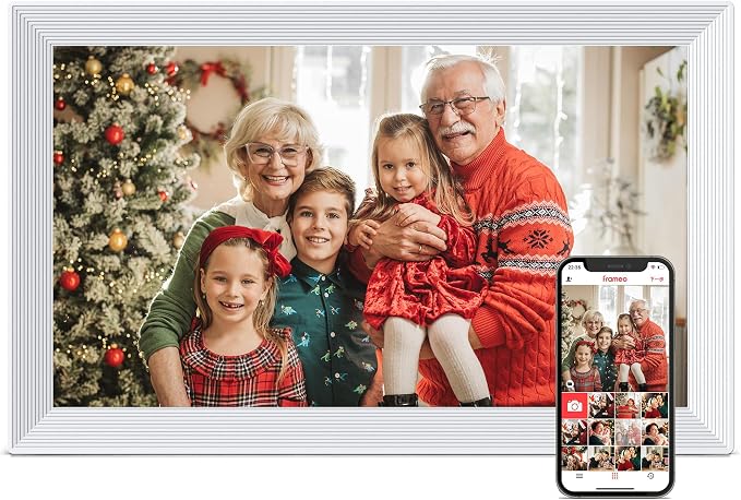 Digital Picture Frame WiFi, 15.6 Inch Frameo Digital Photo Frame, 32GB Memory, 1920*1080 IPS HD Touch Screen, Auto-Rotate, Share Pictures Video Instantly, Gift for Mom, Wedding, Birthday, Anniversary
