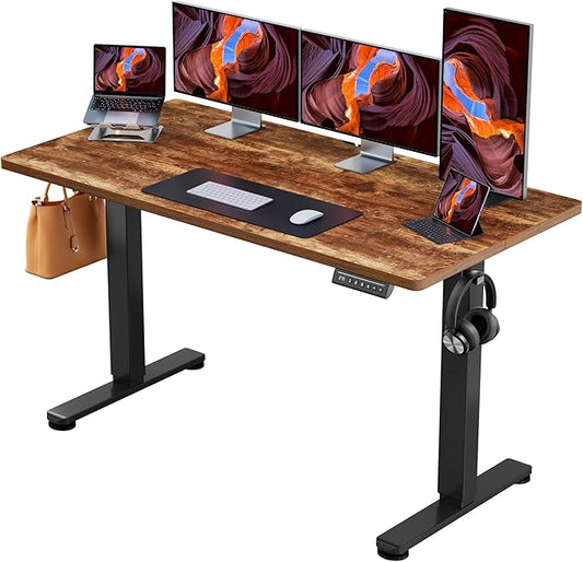ErGear 63 X 28 Height Adjustable Electric Standing Desk, Vintage Brown | Smooth Height Adjustment, 4 Memory Presets, One-Touch Control, Stable Steel Frame, 176 lbs Capacity, Easy Assembly