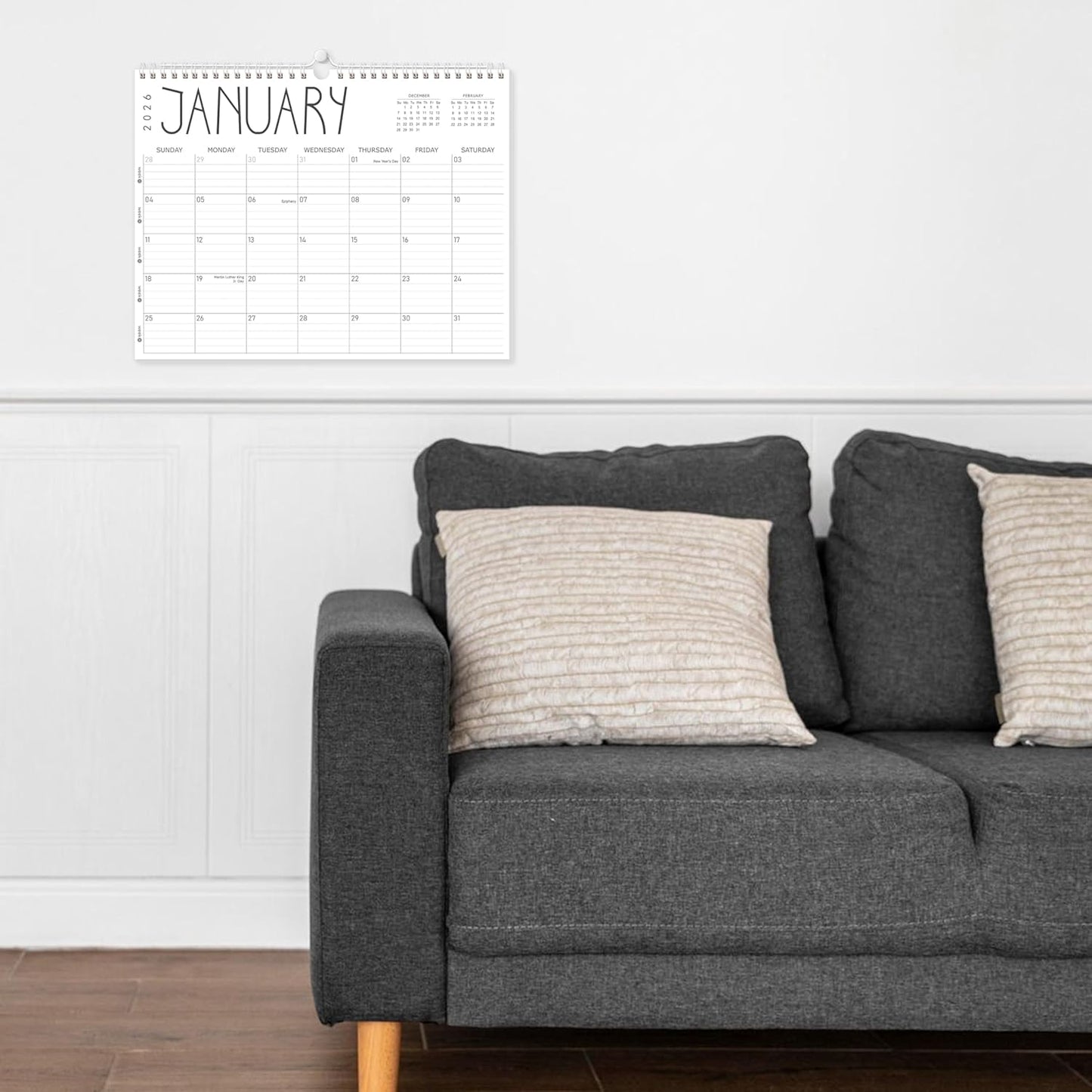 GuassLee Wall Calendar 2026-2027, 24-Month Wall Calendar Runs from January 2026 until December 2027,14" X 11" Hanging Monthly Planner with Thick Paper, Ruled Blocks for Home School Office Organizing