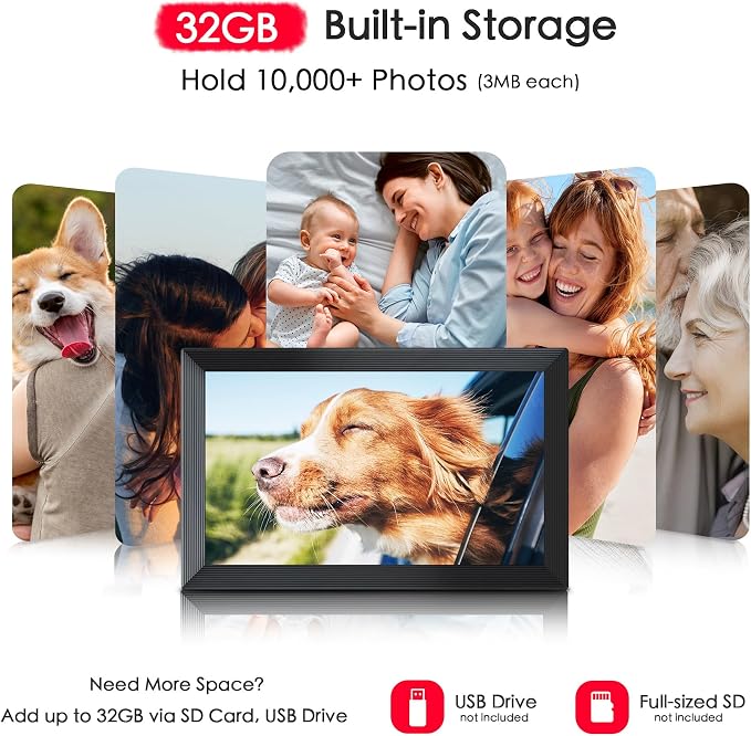 Frameo 15.6" Digital Picture Frame WiFi, Large Digital Photo Frame, 1920 * 1080 IPS FHD Touchscreen, 32GB Storage, Instant Share Photo Video, Wall-Mountable & Tabletop Display, Gift for Mom