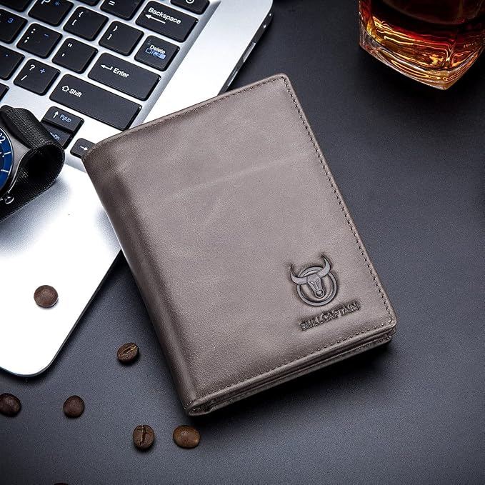 BULLCAPTAIN Large Capacity Genuine Leather Wallet for Men QB-027 | Bifold Wallet,RFID Blocking,Credit Card Holder,15 Card Slots,Special Expandable Design,gift choice