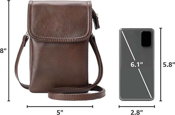 befen Genuine Leather Small Crossbody Bags for Women Cell Phone Travel Bag | Soft Real Leather, Adjustable Shoulder Strap, Card Slots, Compact Size, Daily Travel Shopping Outing Use, Phone Purse
