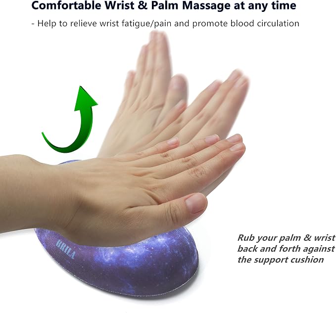 BRILA Ergonomic Memory Foam Mouse Wrist Rest Support Pad Cushion for Computer, Laptop, Office Work, PC Gaming - Massage Holes Design - Wrist Pain Relieve (Nebula Galaxy Space)