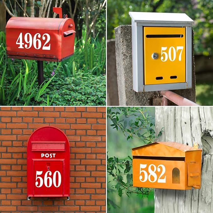 Kattykitty White Mailbox Numbers for outside, Vinyl Waterproof Mailbox Number Stickers, Address Numbers for House, House Numbers for Outside(2 inch, 12 sets)