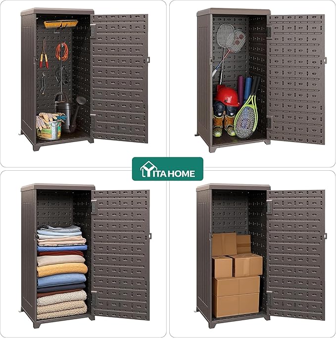 YITAHOME 60 Gallon Large Package Delivery and Storage Box, Double-Wall Resin Outdoor Package Delivery and Waterproof Deck Box for Porch, Curbside, 8.5 Cubic feet, Brown