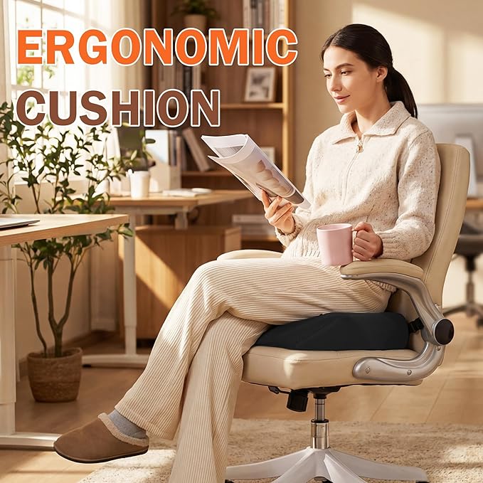 ROYALAY Hip Cushion Post Surgery with Breathable Cover, Memory Foam Hip Replacement Kit After Surgery, Seat Cushion with Anti-Slip Bottom, Chair Cushions for Elderly