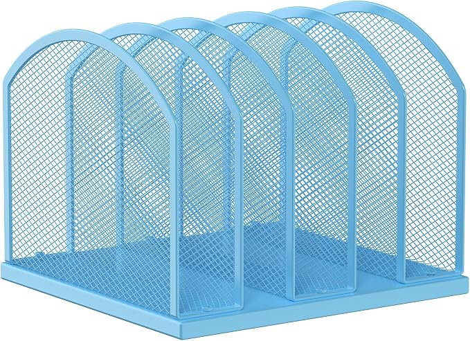 Gawerk 5-Section Vertical Desktop Organizer, 5-Section Mesh File Folder Stand Sorter for Office Home Classroom Organization