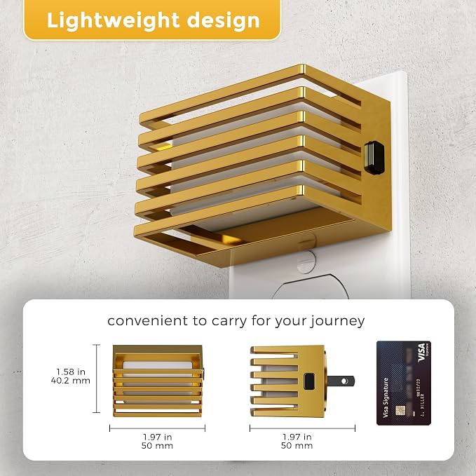 L LOHAS LED Night Lights Plug into Wall, 2 Pack Modern Night Light with Dusk to Dawn Sensor, Dimmable Plug in Night Light, Adjustable Brightness, 3000K Soft White for Bedroom Bathroom Hallway(Gold)