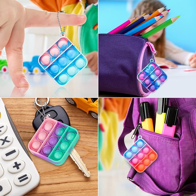 Pop Fidget Toys Bulk Its Party Favors for Kids 4-8 8-12 30 Pack Mini Pop Keychain It Small Fidgets for Classroom Prizes Back to School Gifts for Students from Teacher Birthday Goodie Bag Stuffers
