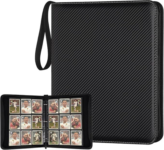 GERMUN 3 Ring 9 Pocket Zipper Trading Card Binder, 720 Double Sided Standard PU Album Folder for TCG & Sports Collectibles, Not Fit Top Loaders (Black)