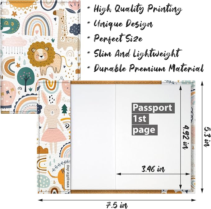 Passport Cover for Kids, Women and Men, Cute Travel Passport Holder (Animal Pattern)