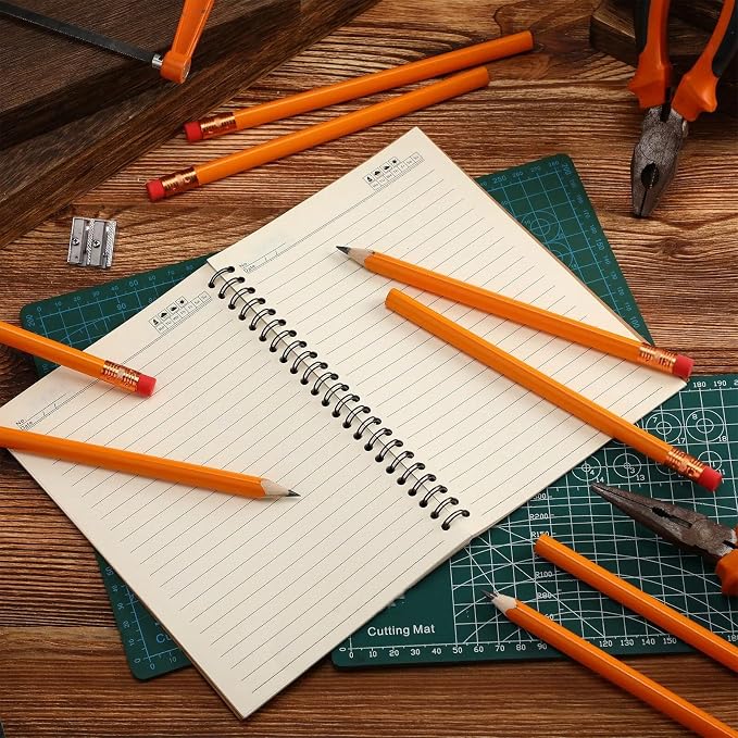 Fainne 96 Pcs Jumbo Pencil with Black Core Cedar Wooden Pencil with Eraser for Carpenters Students Teachers School Construction Woodworkers Beginners Office Workers(Orange,Triangle)