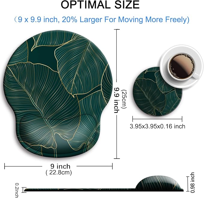 Ergonomic Mouse Pad with Wrist Rest Support,Gel Mouse Pads for Desk | Big Mousepad With Coaster Non-slip & Pain Relief for Computer, Home&Office Desk Decor