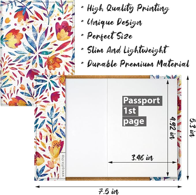 Passport Cover for Kids, Women and Men, Cute Travel Passport Holder (Flower Pattern)