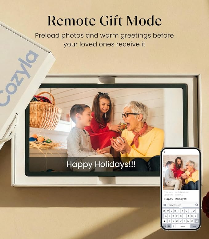 Cozyla Frame: 32" WiFi Digital Picture Frame with Large Display – No Subscription & Unlimited Storage, Support Long Video, Electronic Photo Frame for Gift, Share via Google Photos, App, Email, Web