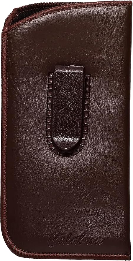 Calabria Slim Faux Leather Eyeglass Case Soft Slip-In Design [Brown - 100 Pack] | Compact Protective Pouch | Soft Case for Glasses | Lightweight Sunglass Storage