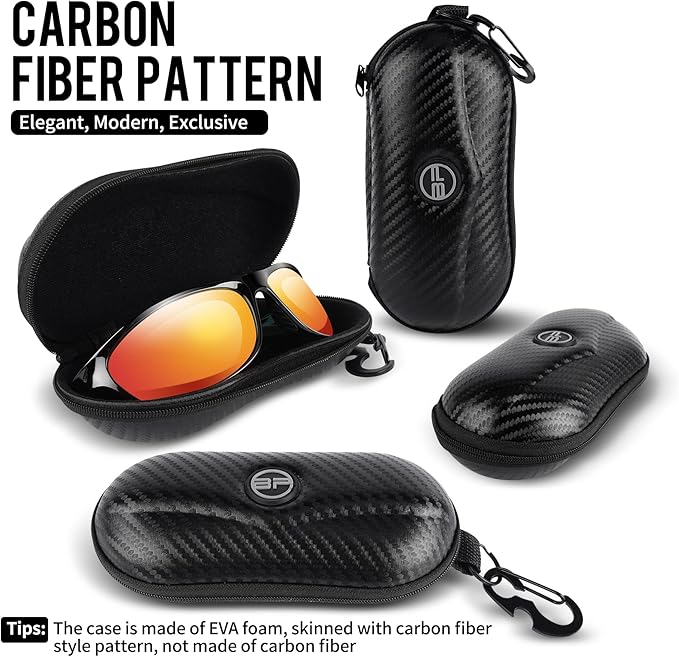 BLUPOND Sunglasses Case Semi Hard EVA Shell with Metal Hanging Hook Belt Clip Sun Glasses Storage